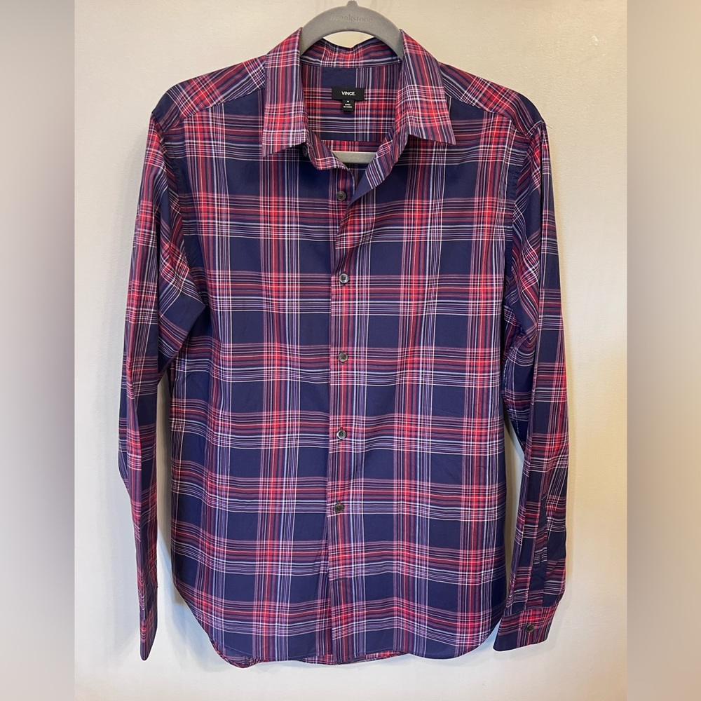 Vince Men's Casual Plaid Button Down Shirt